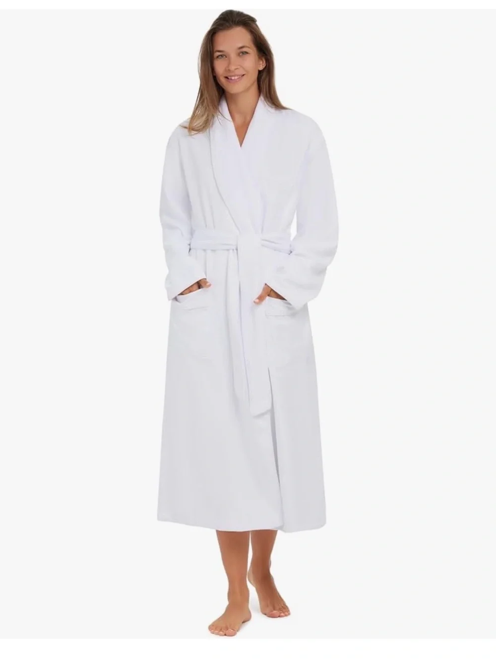 Monarch Unisex Classic Shawl Collar Bath Robe in Ecru